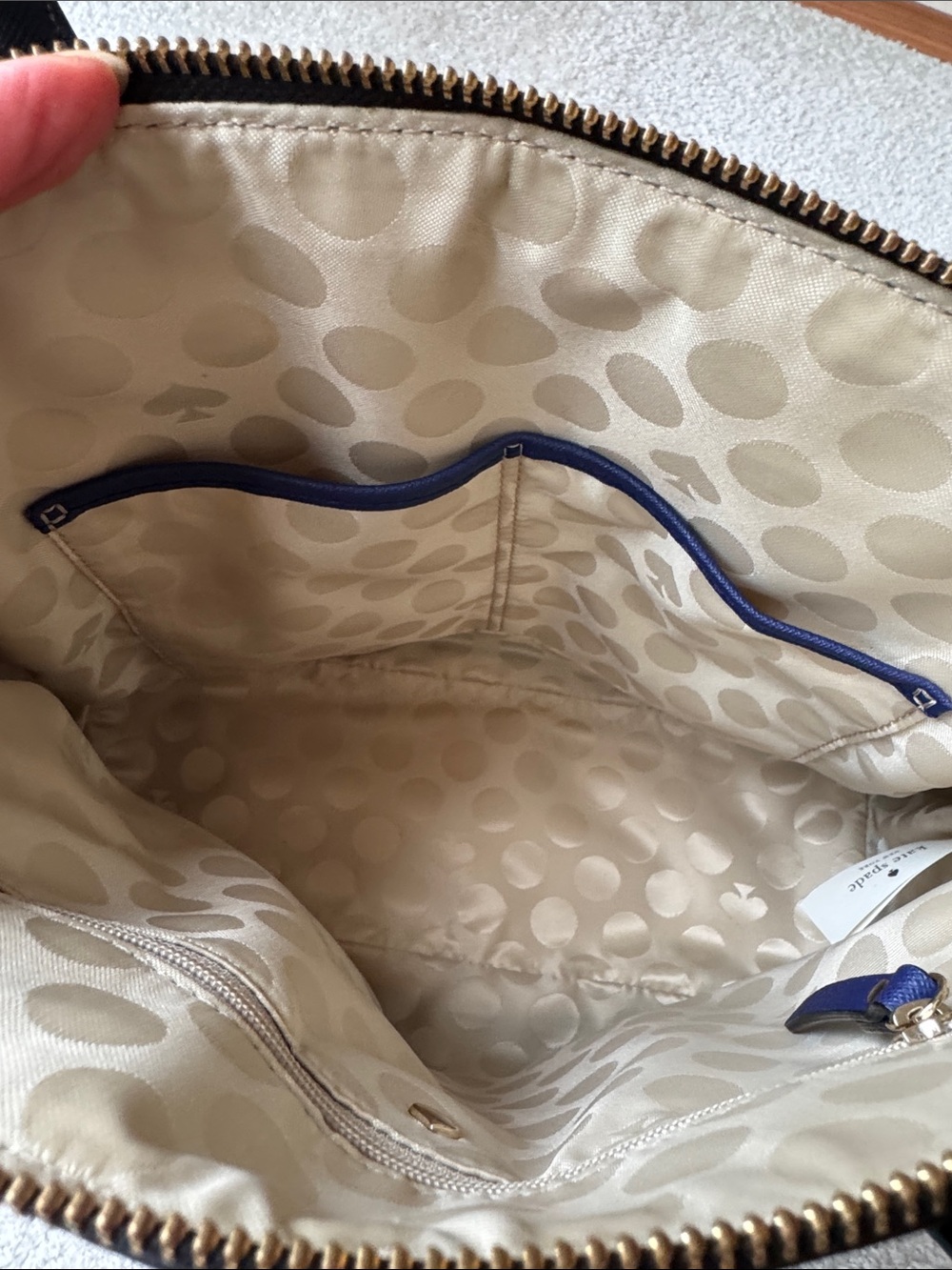 kate Spade Two-Tone Black and Blue Dome Satchel Bag - Picture 11 of 13